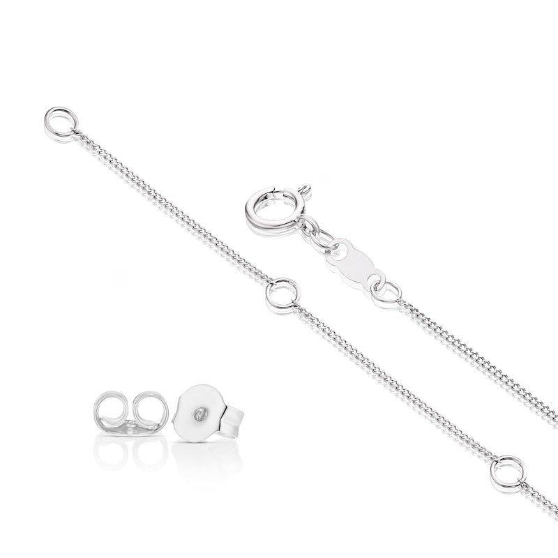 Sterling Silver 0.15ct Diamond Stud Earrings & Necklace Jewellery Set