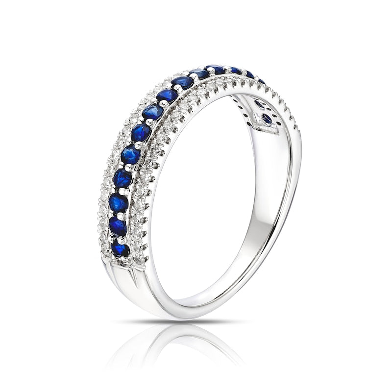 Platinum 0.20ct Diamond & Blue Sapphire Eternity Ring