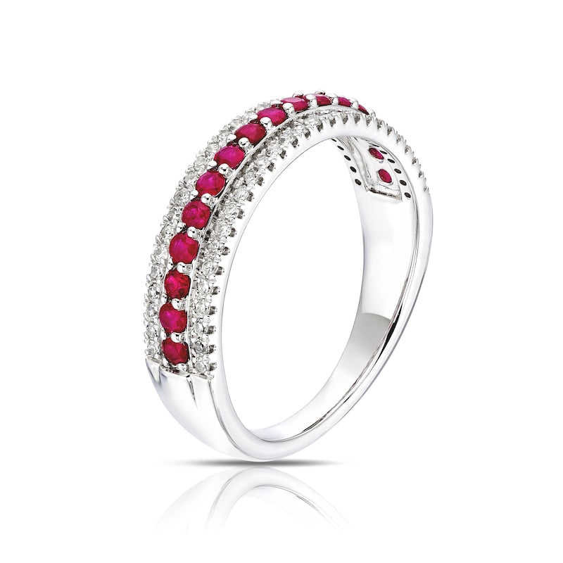 Platinum 0.20ct Diamond & Ruby Eternity Ring