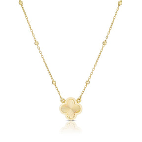 9ct Yellow Gold 16" Diamond Cut Clover Pendant Necklace