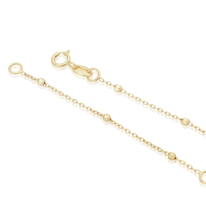 9ct Yellow Gold 16" Diamond Cut Clover Pendant Necklace