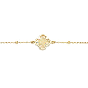 9ct Yellow Gold 7" Diamond Cut Clover Charm Bracelet
