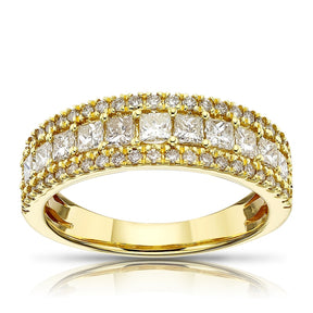 18ct Yellow Gold Three Row Eternity 1ct Diamond Ring