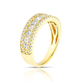 18ct Yellow Gold Three Row Eternity 1ct Diamond Ring