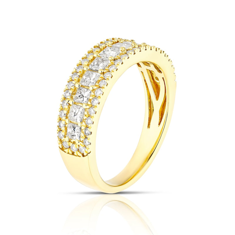 18ct Yellow Gold Three Row Eternity 1ct Diamond Ring