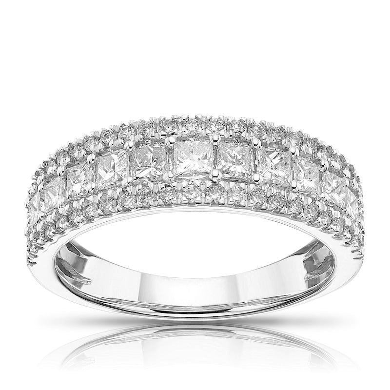 18ct White Gold Princess Triple Row 1ct Diamond Ring