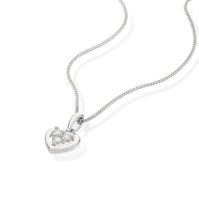 Sterling Silver 16+2" 0.10ct Diamond Heart Shaped Cluster Necklace