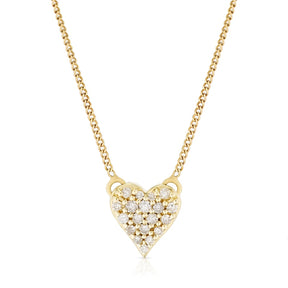 9ct Yellow Gold 18" Diamond Heart Shaped Pendant Necklace