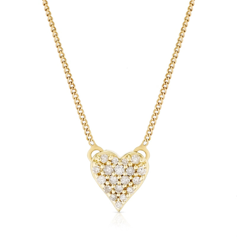 9ct Yellow Gold 18" Diamond Heart Shaped Pendant Necklace