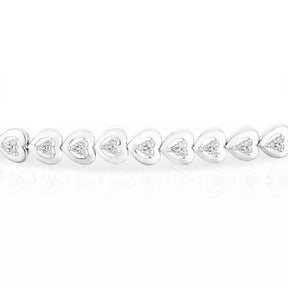 Sterling Silver 0.50ct Diamond Heart Shaped Tennis Bracelet