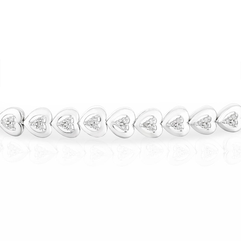Sterling Silver 0.50ct Diamond Heart Shaped Tennis Bracelet