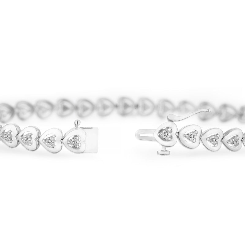Sterling Silver 0.50ct Diamond Heart Shaped Tennis Bracelet