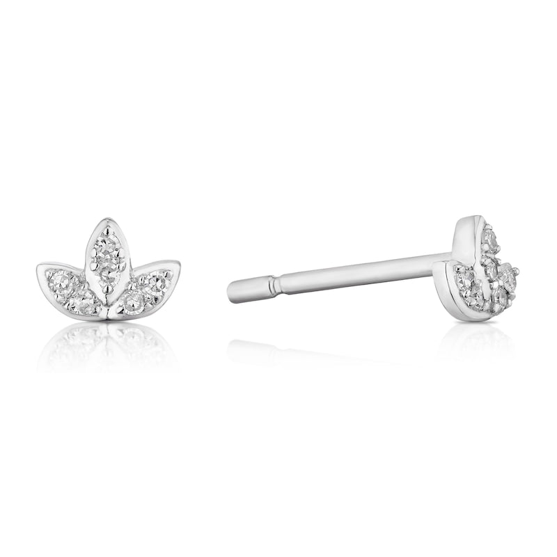 9ct White Gold Diamond Stud Earrings