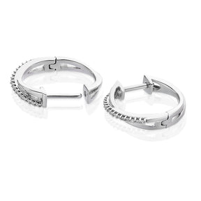 Sterling Silver 0.10ct 15mm Diamond Crossover Hoop Earrings