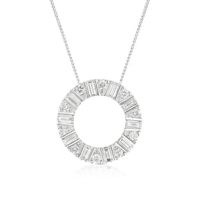 9ct White Gold 18" 0.59ct Diamond Open Circle Pendant Necklace