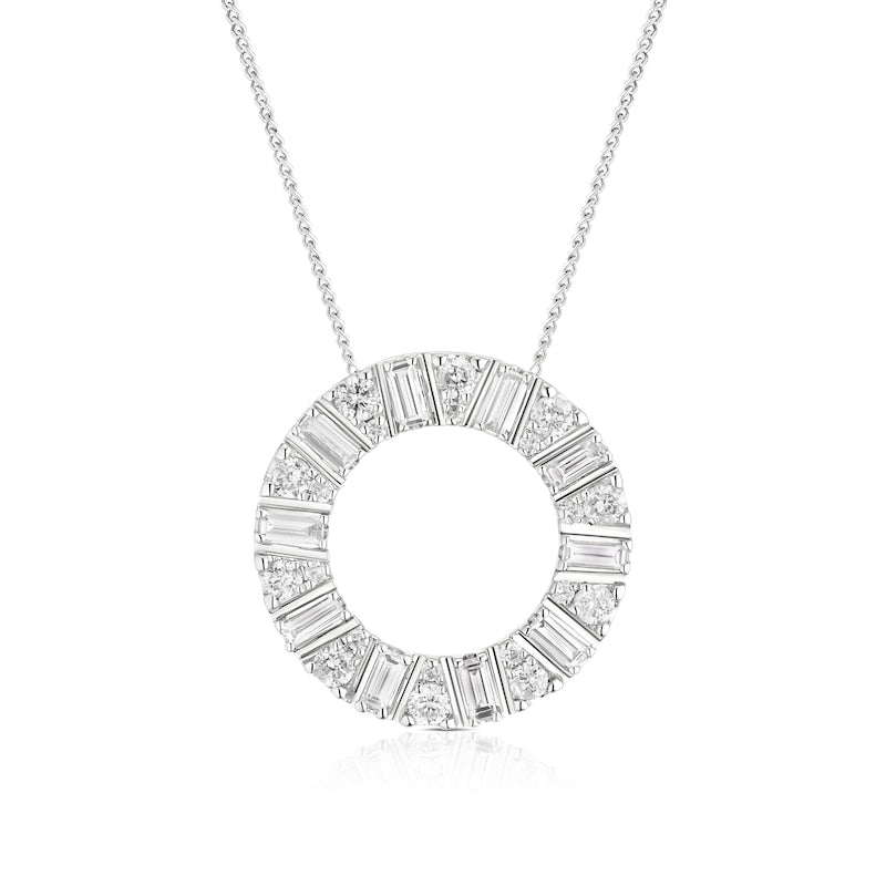 9ct White Gold 18" 0.59ct Diamond Open Circle Pendant Necklace