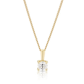 9ct Yellow Gold 18" 0.25ct Diamond Solitaire Pendant Necklace