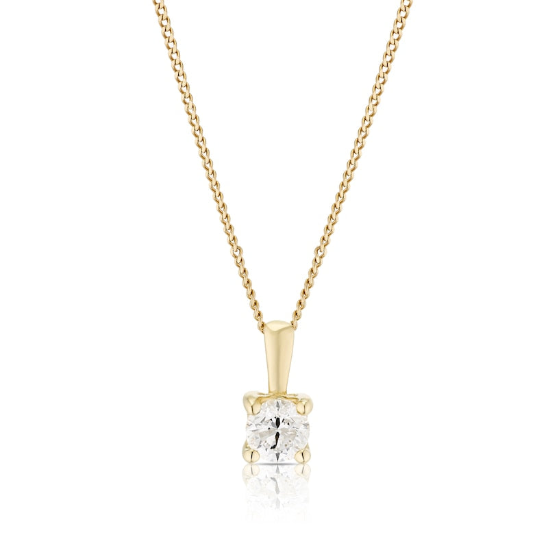9ct Yellow Gold 18" 0.25ct Diamond Solitaire Pendant Necklace