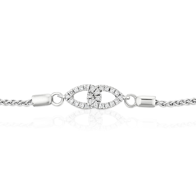 Sterling Silver 0.10ct Diamond Interlink Pear Shaped Bolo Bracelet