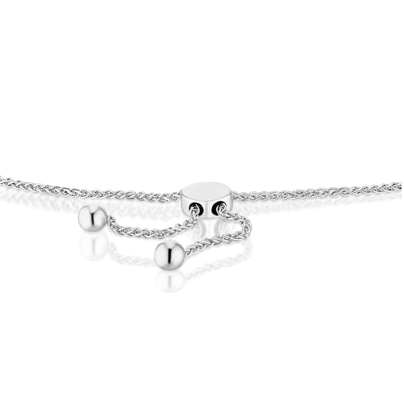 Sterling Silver 0.10ct Diamond Interlink Pear Shaped Bolo Bracelet