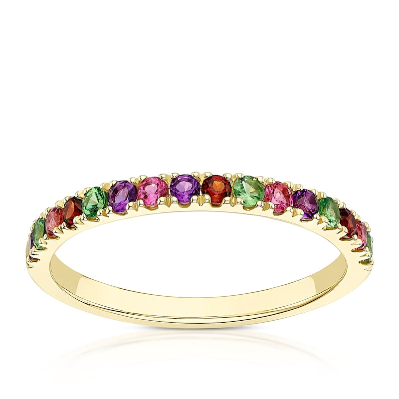 9ct Yellow Gold Multi Gemstone Eternity Ring