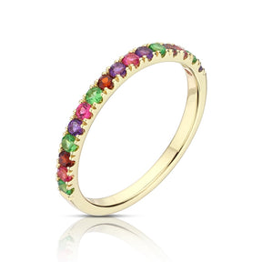 9ct Yellow Gold Multi Gemstone Eternity Ring