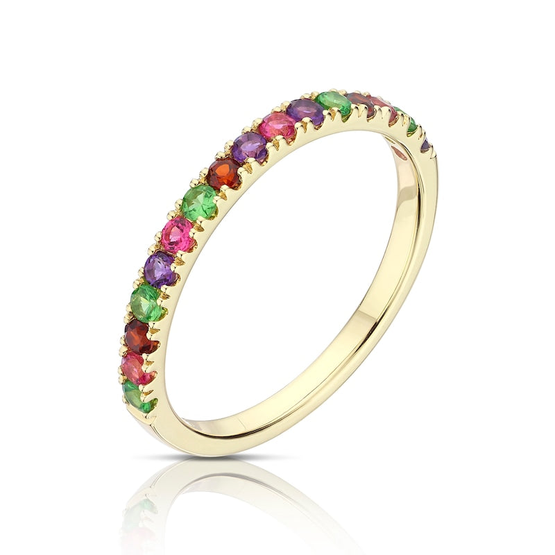 9ct Yellow Gold Multi Gemstone Eternity Ring