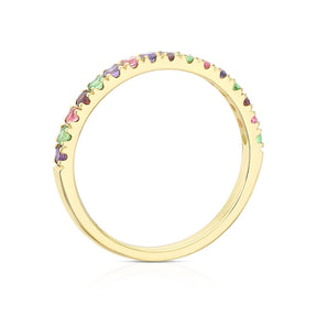 9ct Yellow Gold Multi Gemstone Eternity Ring