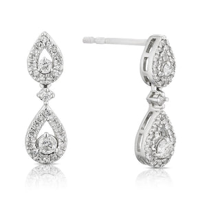 9ct White Gold 0.30ct Diamond Pear Shaped Drop Earrings