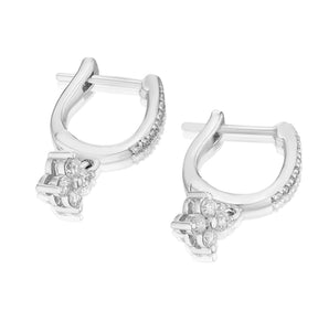 9ct White Gold 0.25ct Diamond Flower Shaped Hoop Earrings