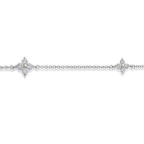9ct White Gold 6.8" 0.30ct Diamond Floral Station Bracelet