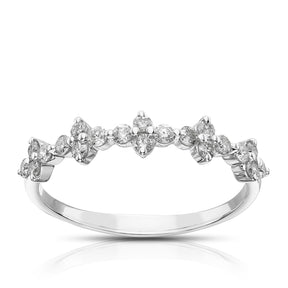 9ct White Gold 0.30ct Diamond Floral Fashion Ring