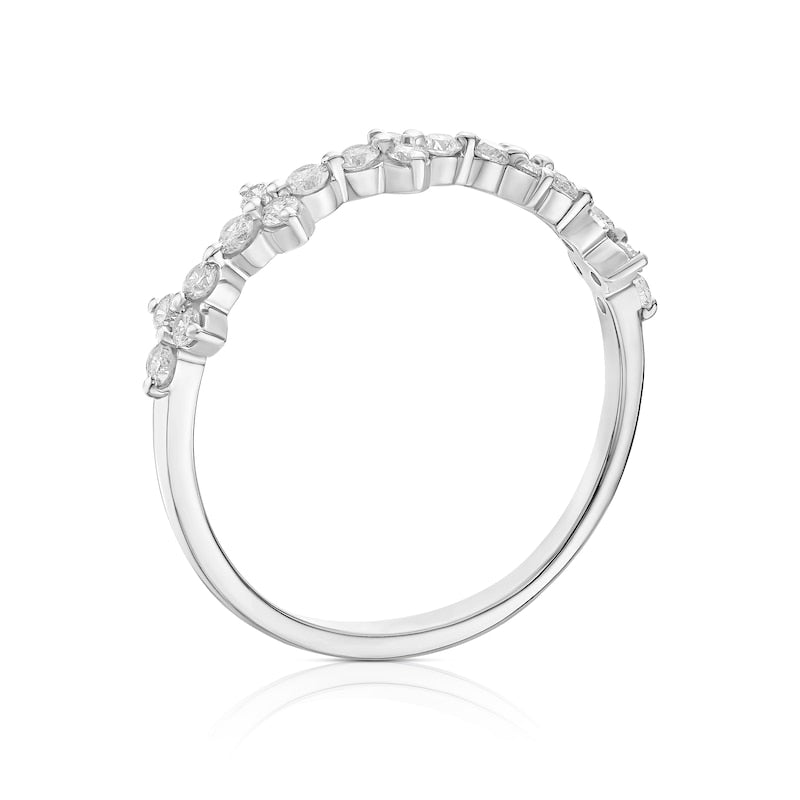 9ct White Gold 0.30ct Diamond Floral Fashion Ring