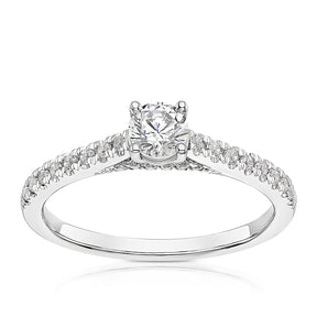 Engagement Ring 18ct White Gold & Platinum Solitaire 0.50ct Diamond Ring