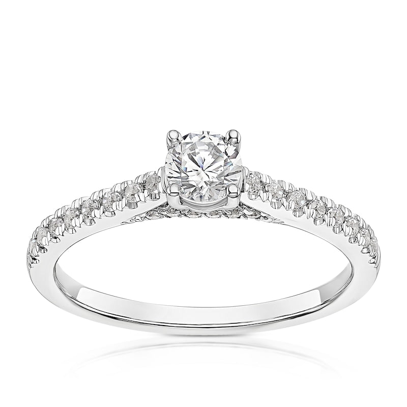 Engagement Ring 18ct White Gold & Platinum Solitaire 0.50ct Diamond Ring