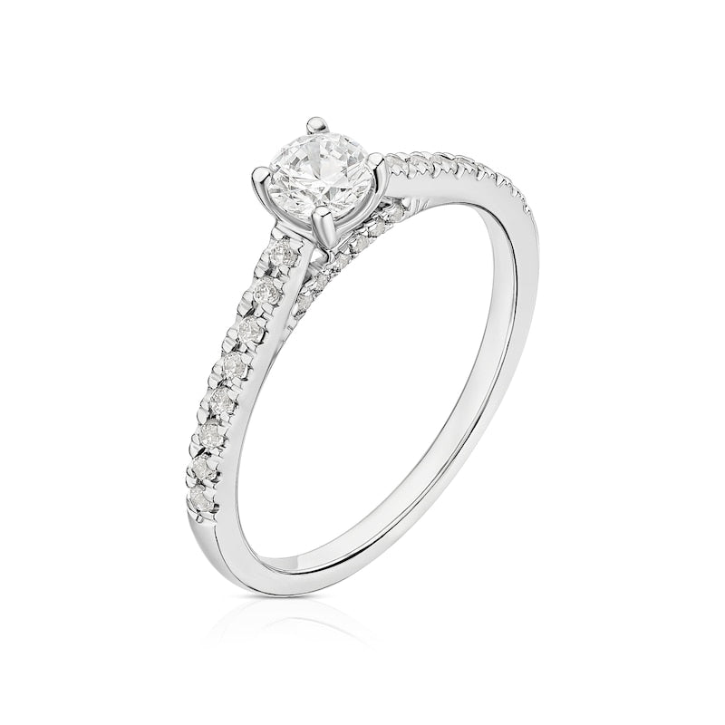 Engagement Ring 18ct White Gold & Platinum Solitaire 0.50ct Diamond Ring