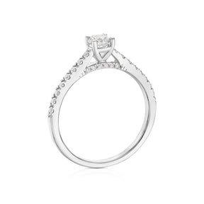 Engagement Ring 18ct White Gold & Platinum Solitaire 0.50ct Diamond Ring