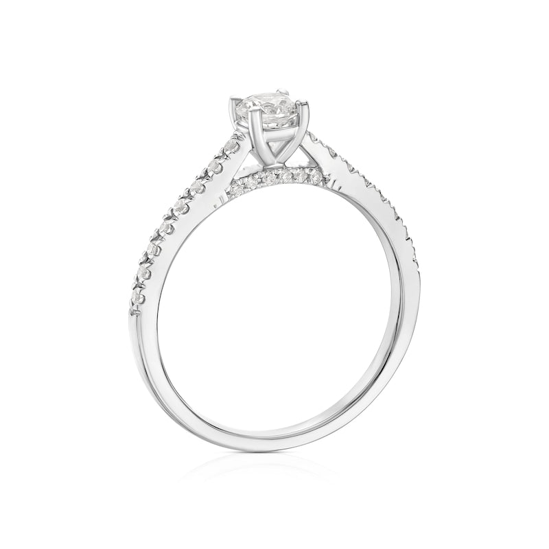 Engagement Ring 18ct White Gold & Platinum Solitaire 0.50ct Diamond Ring