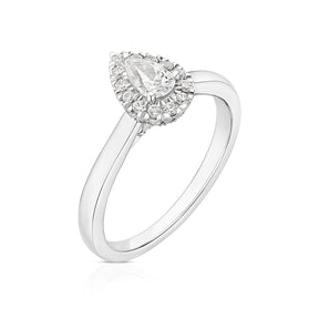 Engagement Ring 18ct White Gold & Platinum Pear Shaped 0.50ct Diamond Ring