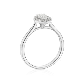 Engagement Ring Origin Platinum Oval Shaped Halo 0.50ct Diamond Ring