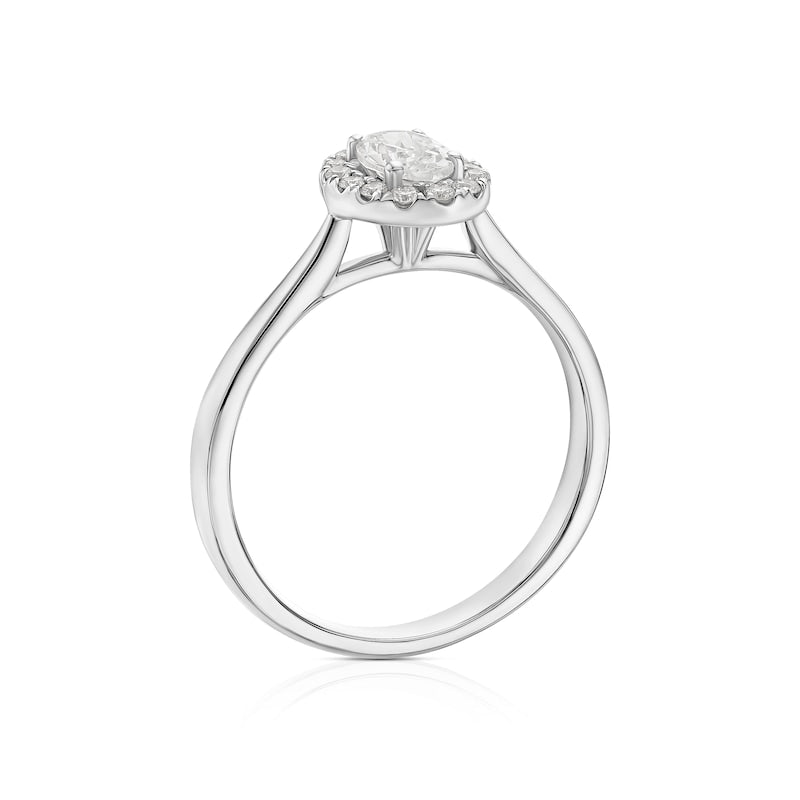 Engagement Ring Origin Platinum Oval Shaped Halo 0.50ct Diamond Ring