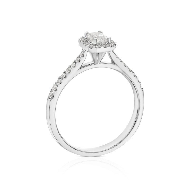 Engagement Ring Origin Platinum Emerald Shaped Halo 0.50ct Diamond Ring
