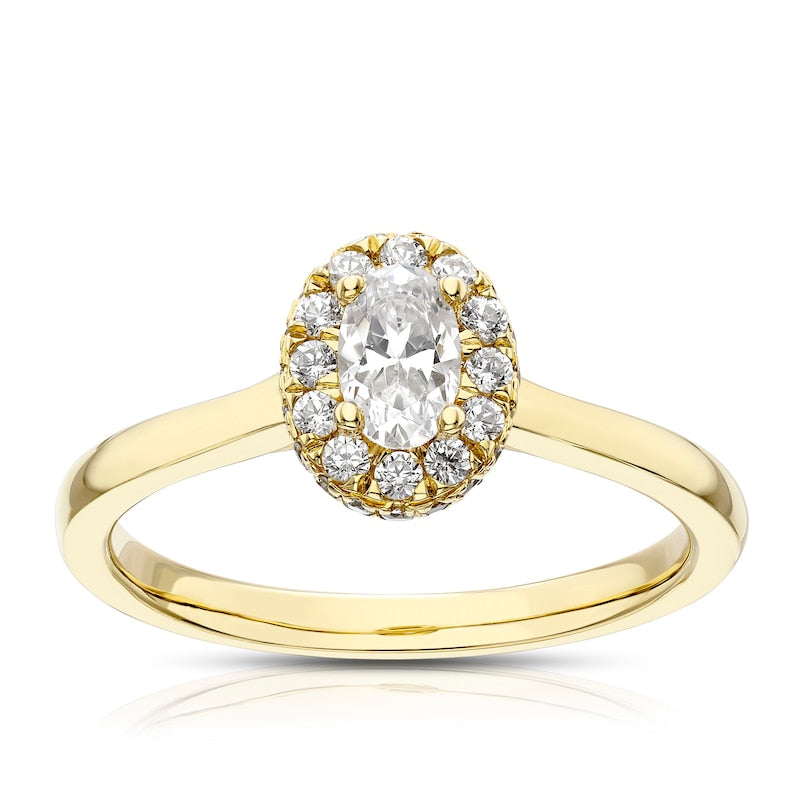 Engagement Ring The Diamond Story 18ct Yellow Gold Halo 0.50ct Diamond Ring