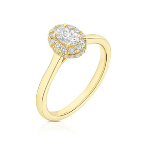 Engagement Ring The Diamond Story 18ct Yellow Gold Halo 0.50ct Diamond Ring