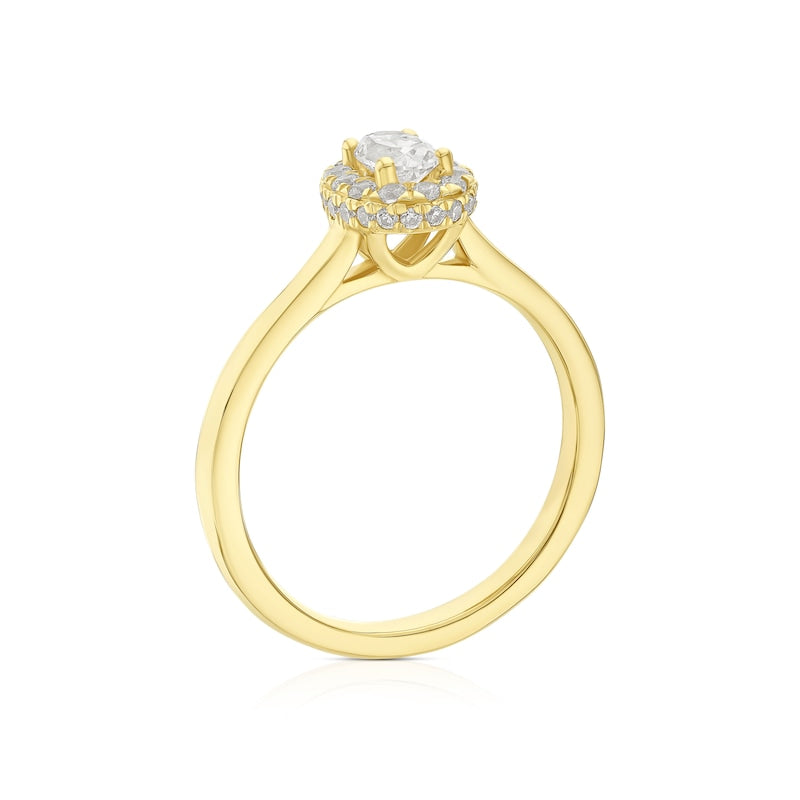 Engagement Ring The Diamond Story 18ct Yellow Gold Halo 0.50ct Diamond Ring