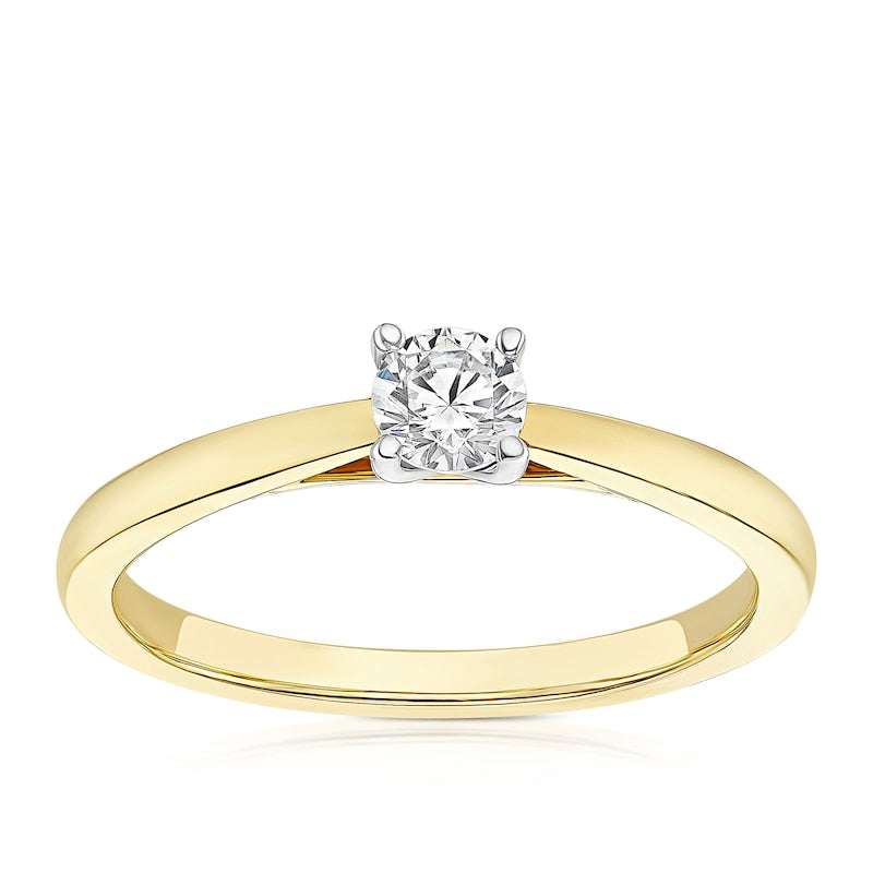 Engagement Ring The Diamond Story 18ct Yellow Gold Solitaire 0.25ct Diamond Ring