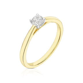 Engagement Ring The Diamond Story 18ct Yellow Gold Solitaire 0.25ct Diamond Ring