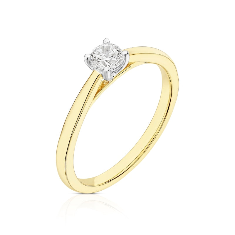 Engagement Ring The Diamond Story 18ct Yellow Gold Solitaire 0.25ct Diamond Ring