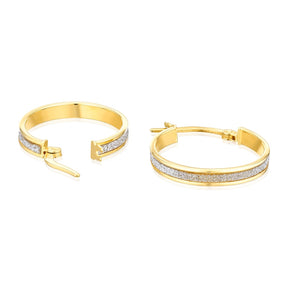 9ct Yellow Gold Oval Sparkle Hoop Earrings