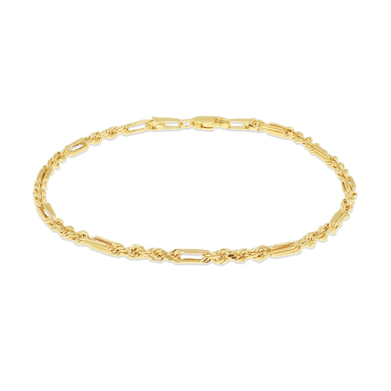 9ct Yellow Gold 7.25" Diamond Cut Figaro Bracelet